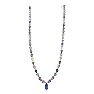 62.20 Ct Natural No Heat Sapphire Necklace For Sale