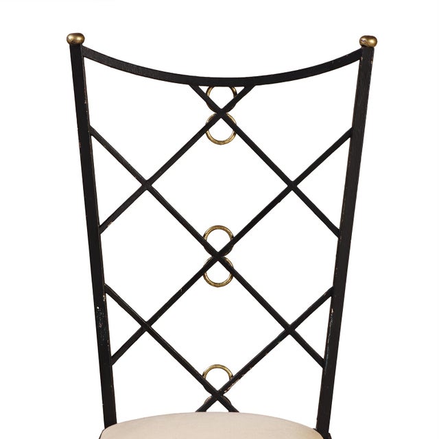 Metal A Pair of French Wrought Iron and Brass Chairs in the Manner of Andre Arbus, C. 1950. For Sale - Image 7 of 8