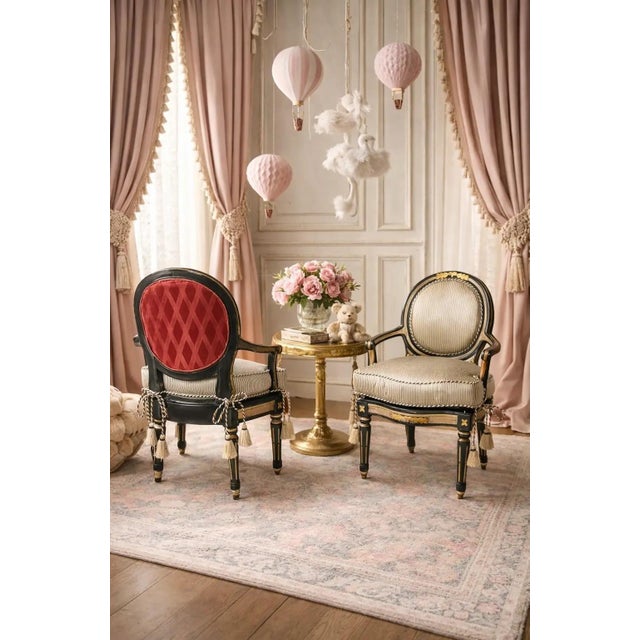 Italian Parcel Gilt Medallion Back Diminutive Chairs, a Pair For Sale - Image 13 of 14