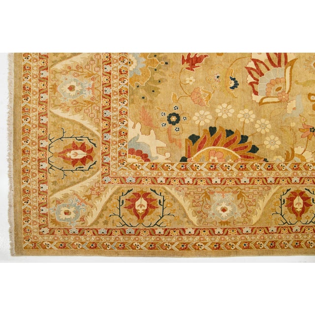 Oversized Contemporary Tan Floral Oushak Style Wool Rug For Sale In New York - Image 6 of 9
