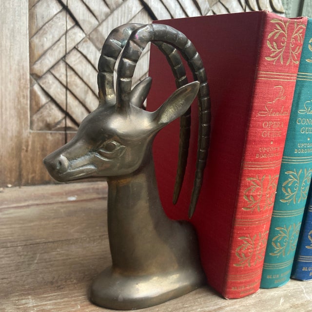 Brass 1960s Rosenthal Netter Brass Gazelle Vintage Bookends- a Pair For Sale - Image 8 of 13