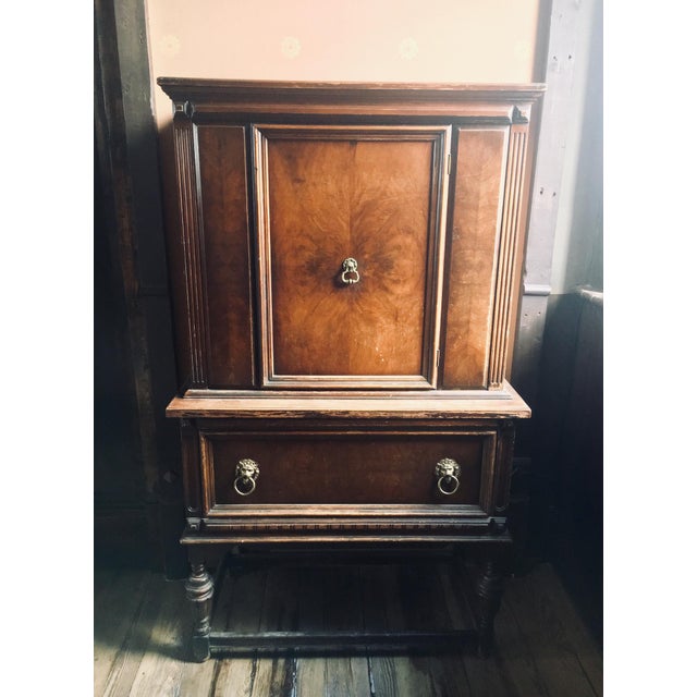 1920s Jacobean Revival Burl Walnut China Closet Chairish