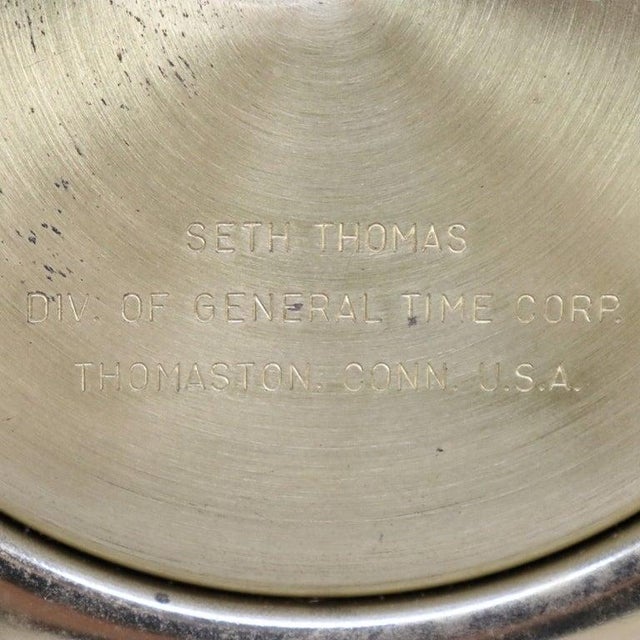 Seth Thomas Corsair Model E537-010 Brass & Mahogany Ship’s Clock Set C1968 For Sale - Image 9 of 10