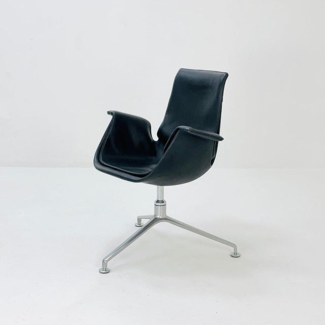 Bird Low Tulip Black Leather Chair by Fabricius and Kastholm, 1960s For Sale - Image 11 of 11