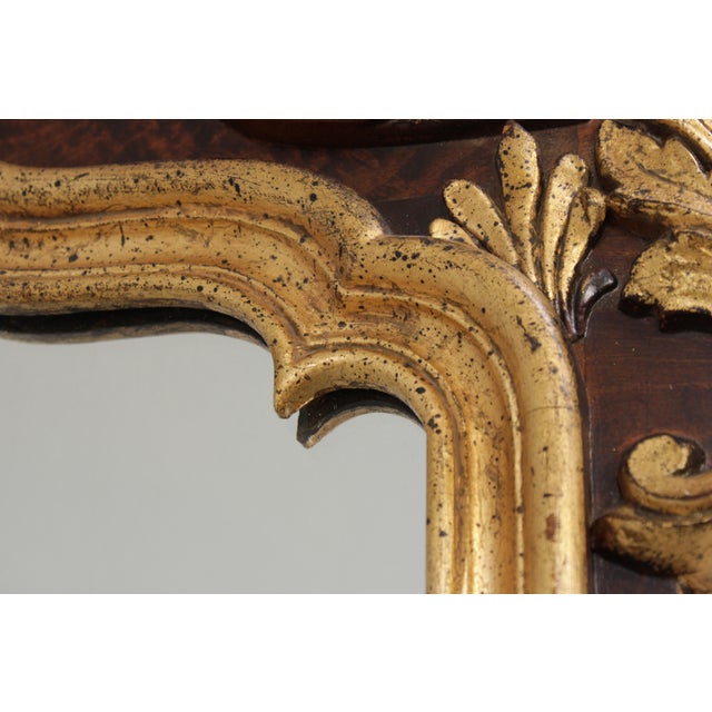 Gold Labarge Giltwood Flame Walnut Frame Wall Mirror For Sale - Image 8 of 18