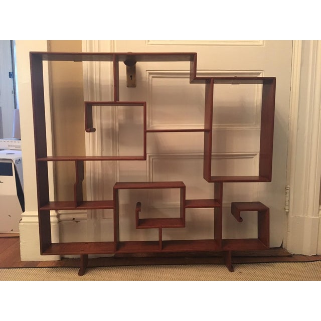 Mid-20th Century Rosewood Wall-hanging Etagere In the style of George Zee Design: Japanese Minimalist Dims: 36"W x 4"D x 34"H