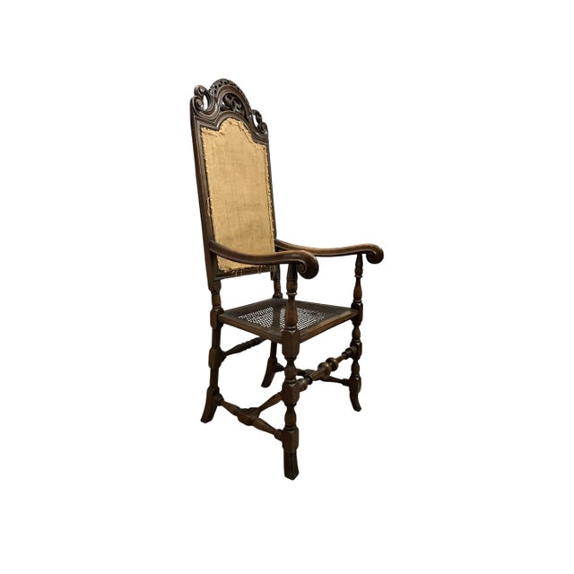 Early 20th Century Pair of Early 20th Century European High-Back Armchairs With Cane Seats, 54"h For Sale - Image 5 of 8