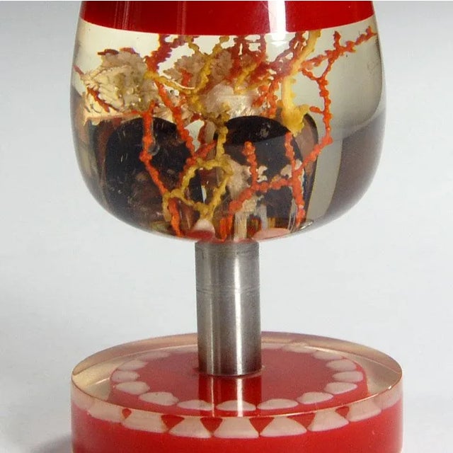 A very effective table lighter placed in polished acrylic glass. Inside the acrylic glass there are natural shells and...