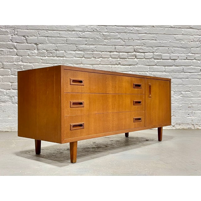 1960s Danish Mid Century Modern Teak Credenza | Low Sideboard, Compact Apartment Size, Denmark, C. 1960’s For Sale - Image 5 of 12