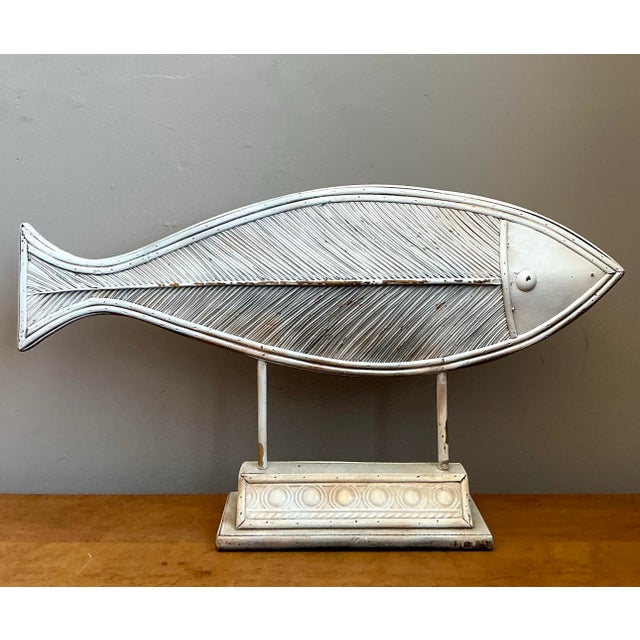 Vintage Washed Pencil Reed Fish Sculpture For Sale - Image 12 of 12