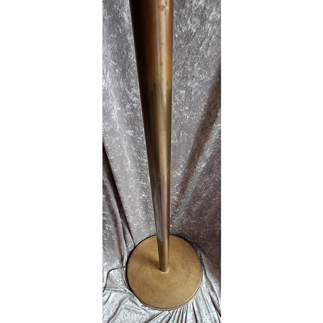 Art Deco German Floor Lamp with Brass Base and White Glass Shade, 1920s For Sale - Image 10 of 11