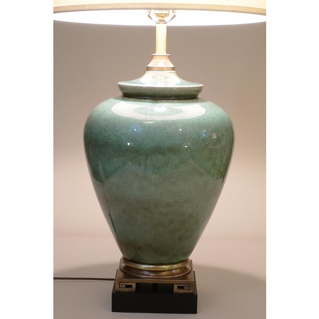 Mid-Century Modern 1960s Rare XX Large Marbro Celedon Asian Ginger Jar Mid Century Modern Ceramic Art Pottery Table Lamp For Sale - Image 3 of 14