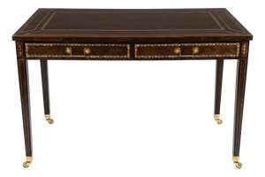 Maitland-Smith Leather Writing Table With Embossed Gilded Decoration