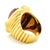 Metal Vintage Italian 18k Gold Carved Rubellite Tourmaline Diamond Bombe Ring, Size 7 For Sale - Image 7 of 10
