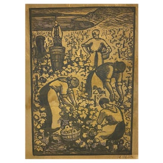 Alexandre Mairet, Harvest in Switzerland, Engraving, 1916 For Sale