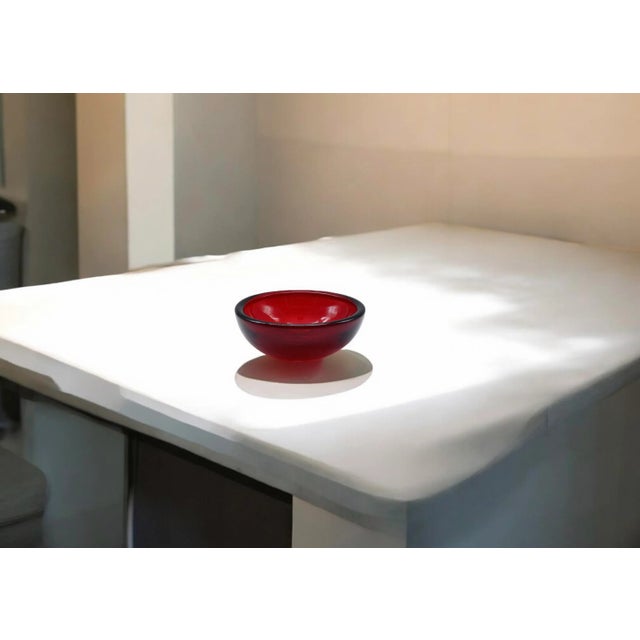 Midcentury Modern Ruby Red Murano Glass Bowl, 1970s For Sale - Image 6 of 7