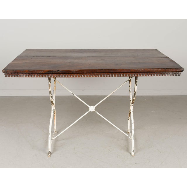French Country French Country Walnut Table With Iron Base For Sale - Image 3 of 9