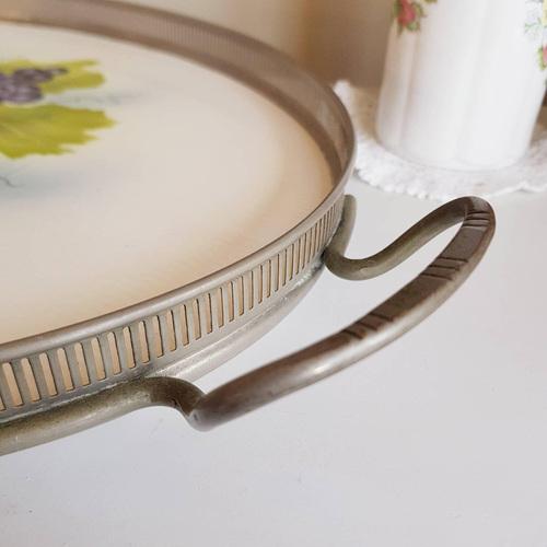 Metal Vintage Metal Serving Tray For Sale - Image 7 of 11