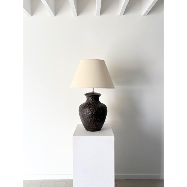 1970s Large Vintage Pottery Table Lamp, 1970s For Sale - Image 5 of 12