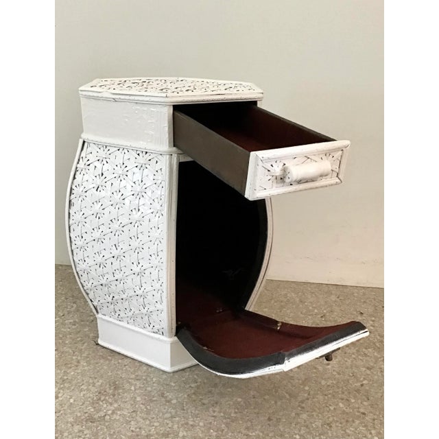 Boho Chic Bamboo Hexagonal Side Table With Storage For Sale - Image 10 of 11