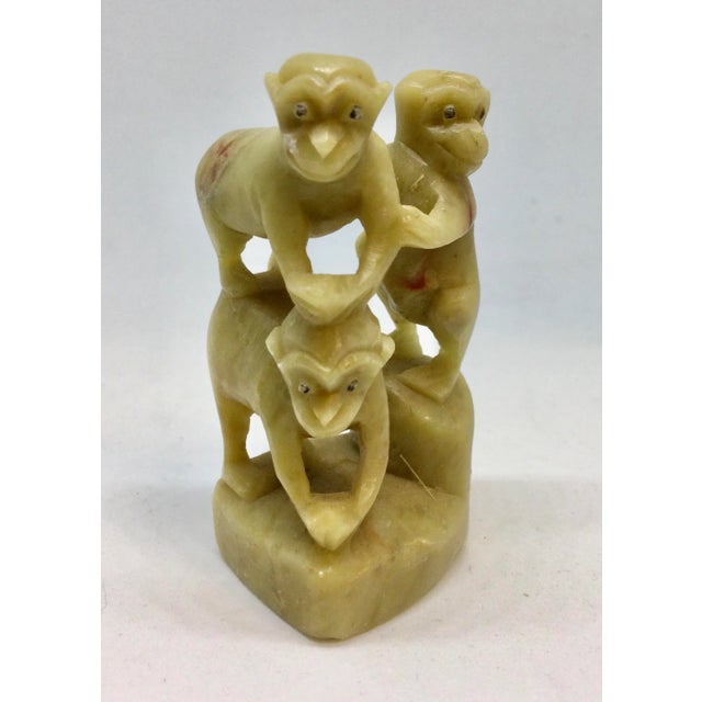 Soapstone Miniature Carving Three Monkeys Chairish