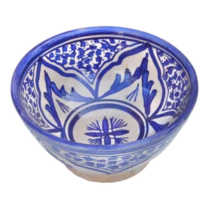 Late 19th Century Handmade Blue Andalusian-Patterned Ceramic Bowl