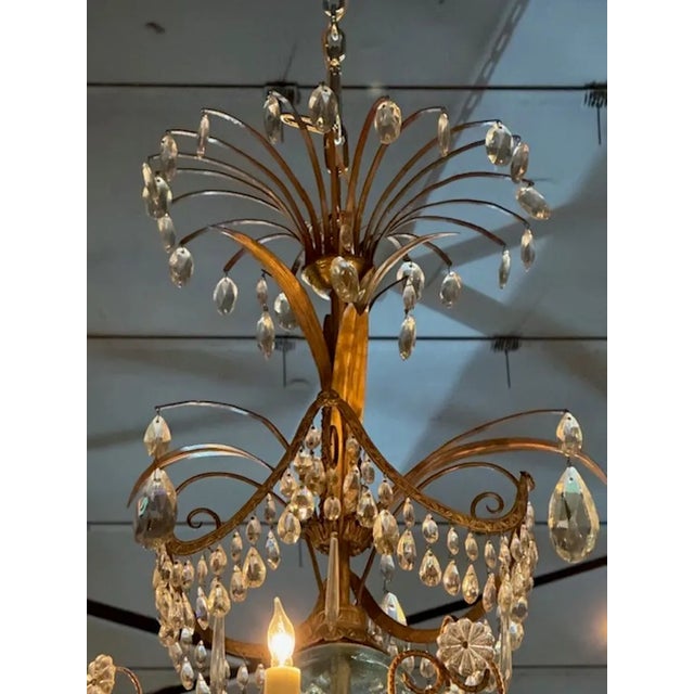 19th Century 19th Century Gilt Brass and Crystal Swedish Chandelier For Sale - Image 5 of 11