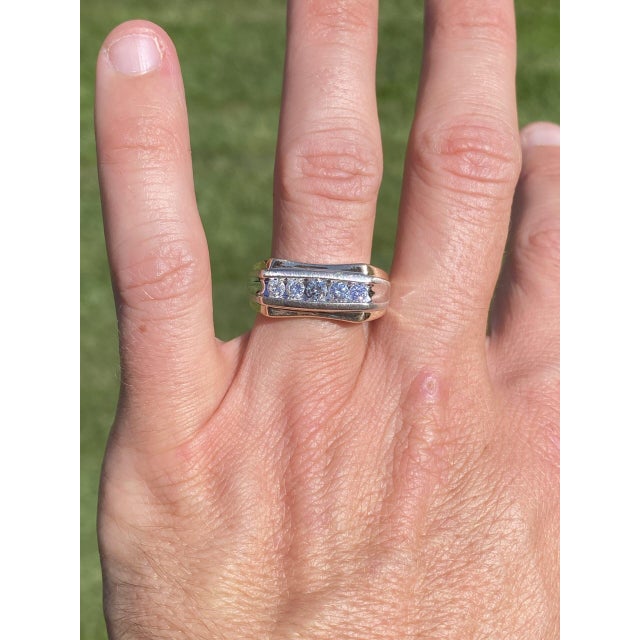 Contemporary The 103rd Street: Gentleman's Two Tone Diamond Ring For Sale - Image 3 of 11