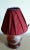 Vintage Silver Colour Metal Mounting & Red Fabric Shade Table Lamp from Carly, 1960s For Sale - Image 3 of 6