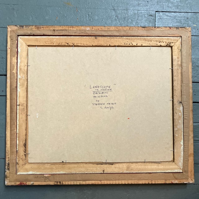 Wood Contemporary Original Stephen Heigh Abstract “Landscape in Motion “Painting Vintage Gilt Wood Frame For Sale - Image 7 of 7