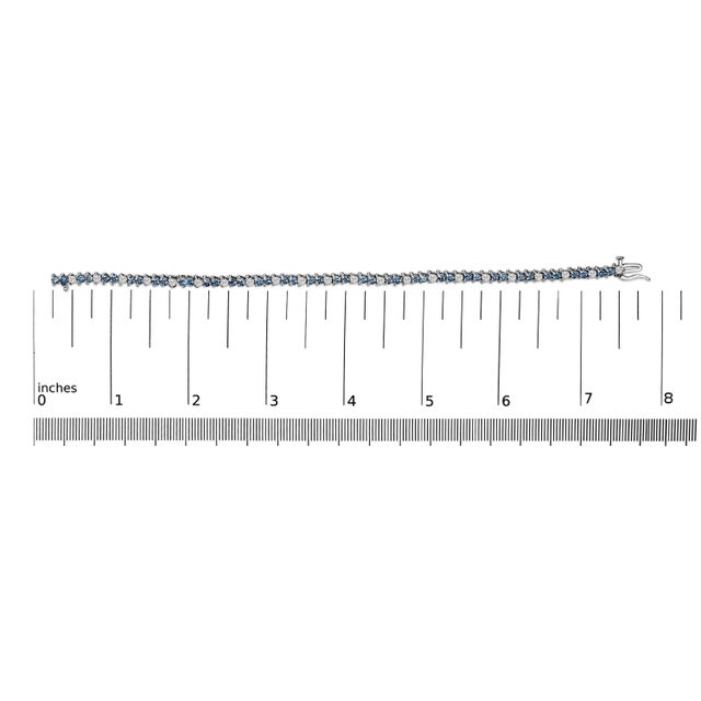 Early 21st Century 14K White Gold 4 5/8 Cttw Alternating White and Blue Diamond Martini Set Tennis Bracelet For Sale - Image 5 of 5