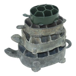 Vintage Japanese Stacking Turtle Flower Frogs, Set of 4 For Sale