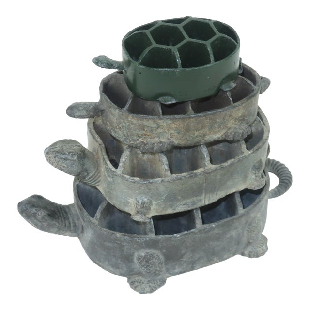Vintage Japanese Stacking Turtle Flower Frogs, Set of 4 For Sale