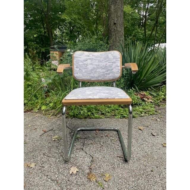 Mid 20th Century Set of 6 Vintage Cesca Style S64 Chrome & Upholstered Cantilever Dining Chairs For Sale - Image 5 of 7