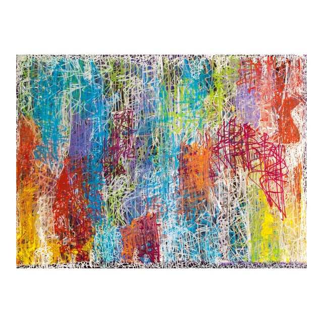 Spaghetini — Abstract Expressionist Painting, Acrylics and Oil Markers on Canvas, 30 × 40 In For Sale