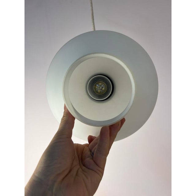 Metal Pendant Lamp in Opal Glass & Brass, Denmark, 1960s, Brass & Glass For Sale - Image 7 of 11
