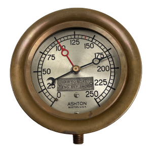 Vintage Ashton Brass Pressure Gauge With Double Needle Mechanism