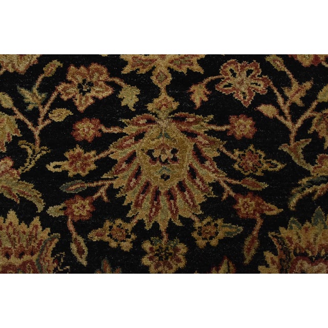 Agra Rug 4’2” X 6’3” Black Wool Hand-Knotted Oriental Carpet For Sale - Image 9 of 13
