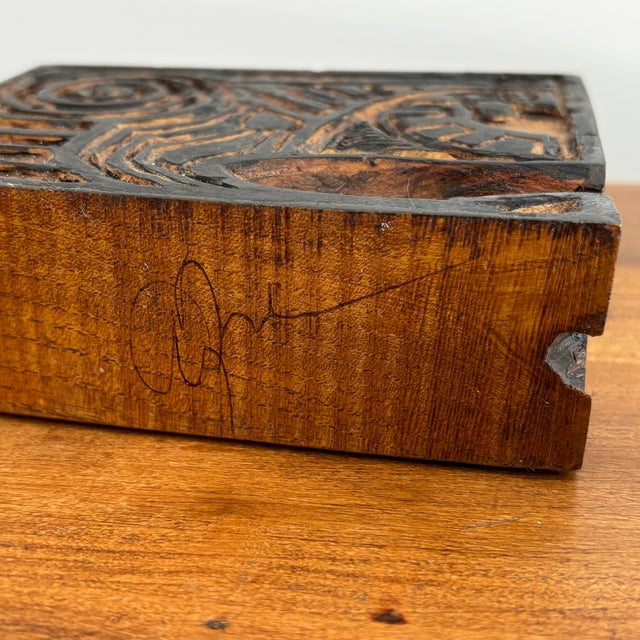Late 20th Century Artisan Wood Carving for Abstract Etching, Signed For Sale - Image 6 of 8