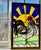 Farmhouse Mid 20th Century Framed Handcrafted Stain Glass Rooster and Vibrant Sunrise For Sale - Image 3 of 11