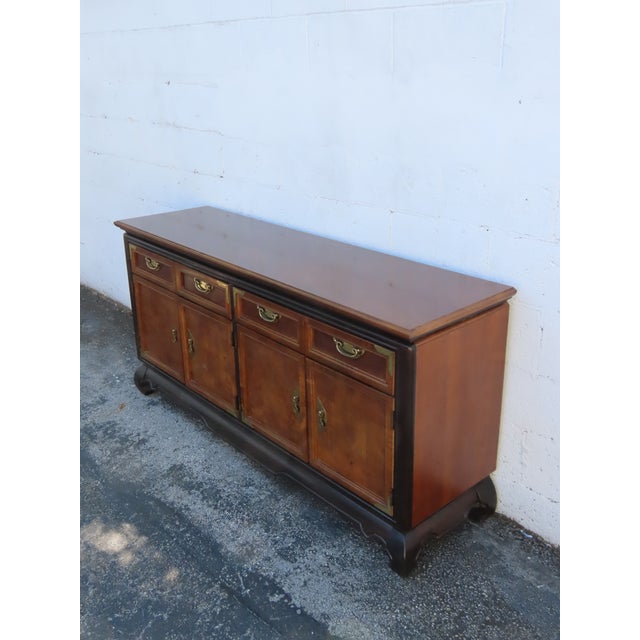 Wood Broyhill Hollywood Regency Long Low Dresser Sideboard Media Cabinet 6353 For Sale - Image 7 of 18