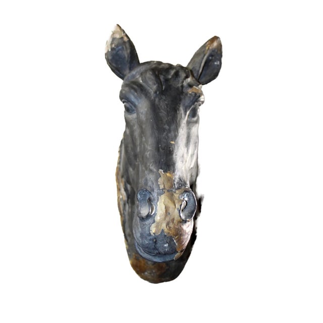 19th Century Antique French Plaster Horse Head Wall Mount For Sale - Image 5 of 7