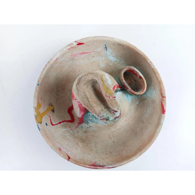 Rustic Vintage Swirl Pottery Cowboy Hat Sombrero Ashtray Match Holder For Sale - Image 3 of 6