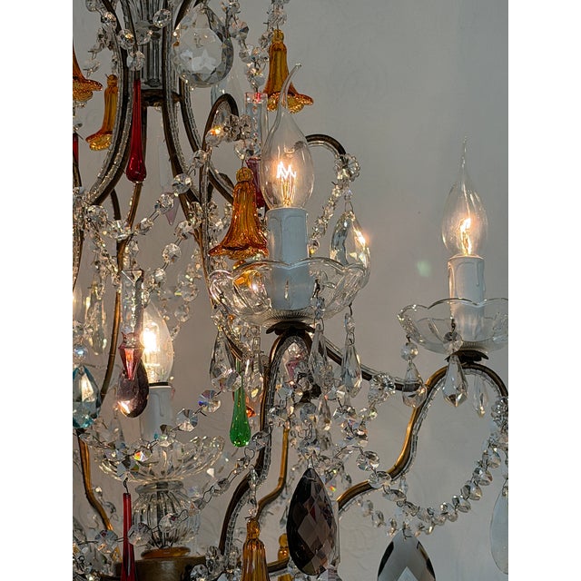 Gold-Plated Metal and Murano Glass Chandelier, 1940s For Sale - Image 13 of 18