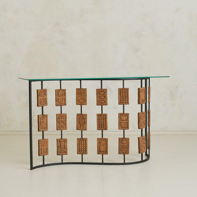 Late 20th Century Italian Brutalist Terracotta + Iron Console by Mario Giani (Clizia), 1970s For Sale - Image 5 of 11
