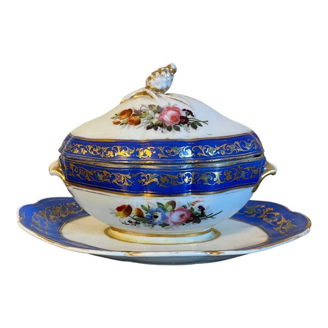 Antique 19th Century Paris Porcelain Sauce Tureen For Sale
