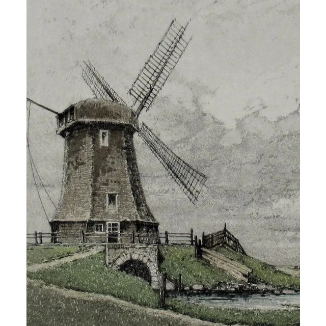 Realism Josef Eidenberger, Schermerthorn Windmuhle, Holland, Circa 1950 For Sale - Image 3 of 6