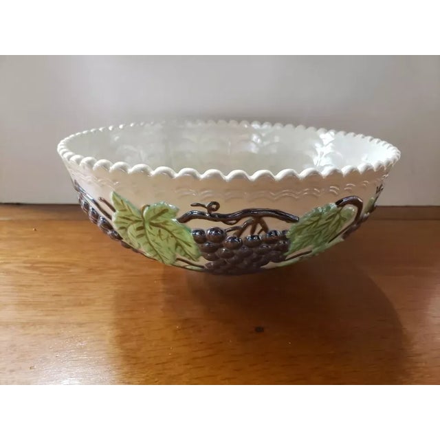 Circa 1970 Iridescent Ceramic Grapevine Pattern Centerpiece Bowl For Sale - Image 4 of 6