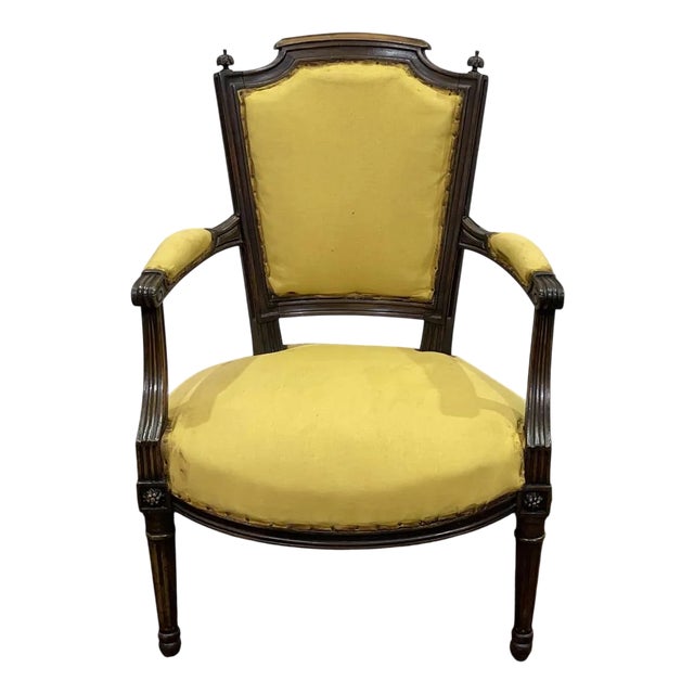 Late 19th Century Louis XVI Armchair in Beech For Sale
