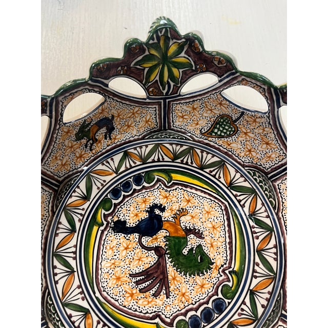 Traditional Coimbra Ceramic - Hand Painted Portuguese Fruit Basket 1 For Sale - Image 3 of 11